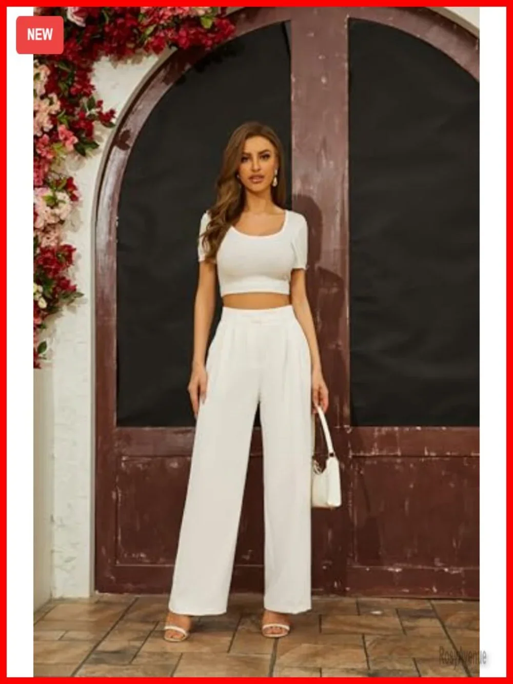Wide Leg Dress Pants High Waisted Stretchy Back Elastic Waist Pleated Front